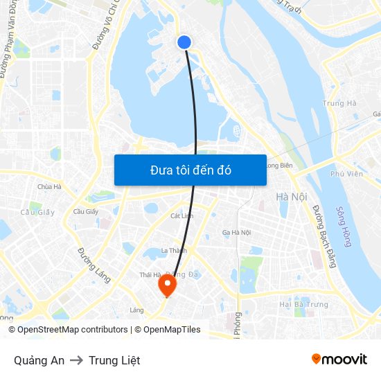 Quảng An to Trung Liệt map