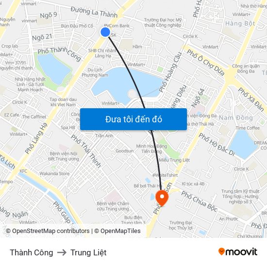 Thành Công to Trung Liệt map