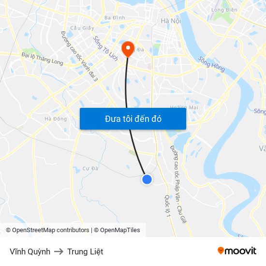 Vĩnh Quỳnh to Trung Liệt map