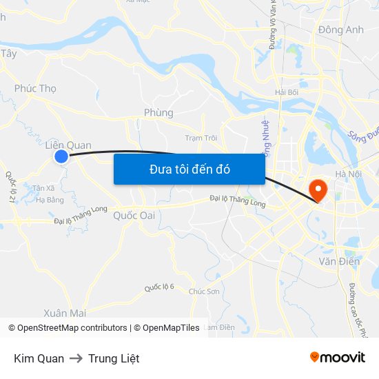 Kim Quan to Trung Liệt map