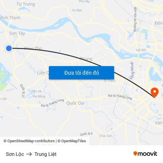 Sơn Lộc to Trung Liệt map