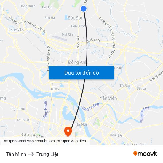 Tân Minh to Trung Liệt map