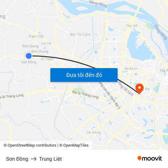 Sơn Đồng to Trung Liệt map
