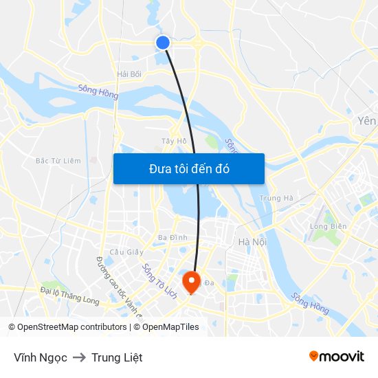 Vĩnh Ngọc to Trung Liệt map