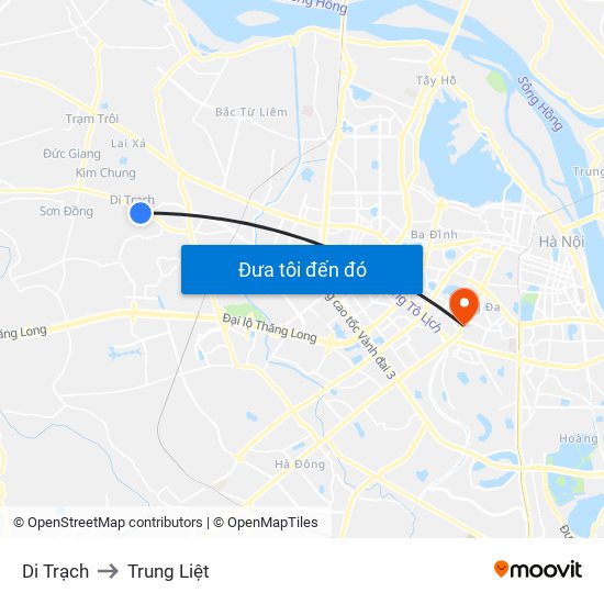 Di Trạch to Trung Liệt map