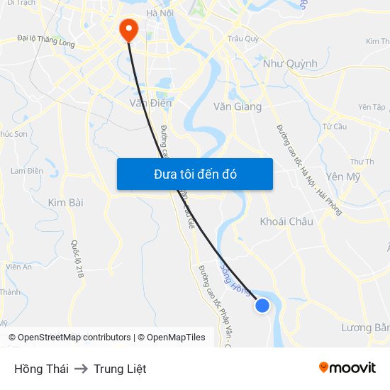 Hồng Thái to Trung Liệt map
