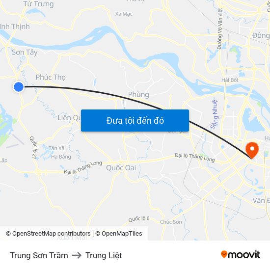 Trung Sơn Trầm to Trung Liệt map