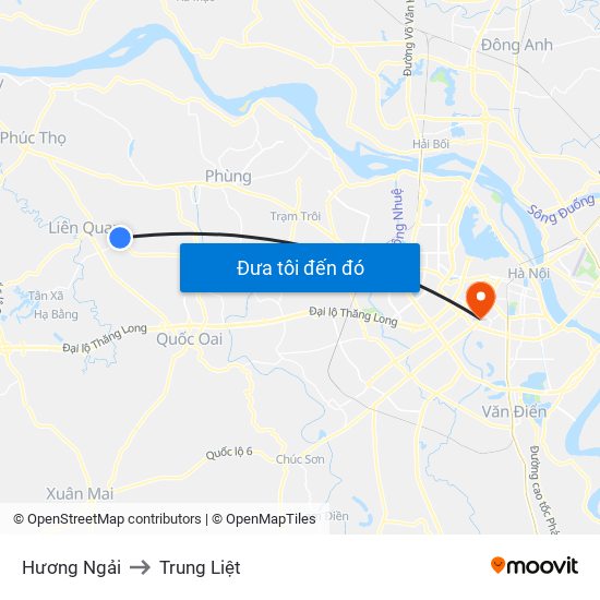 Hương Ngải to Trung Liệt map