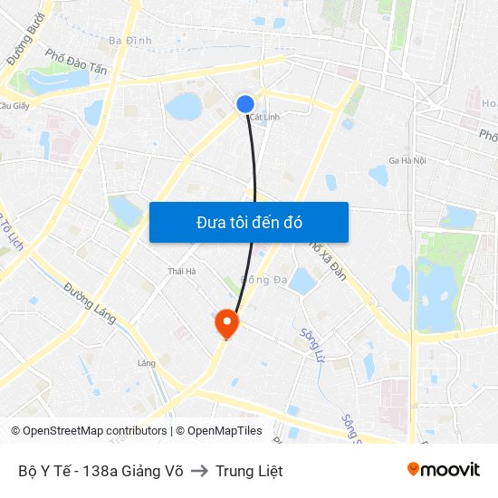 Bộ Y Tế - 138a Giảng Võ to Trung Liệt map