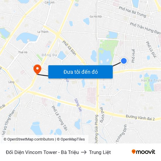 Đối Diện Vincom Tower - Bà Triệu to Trung Liệt map