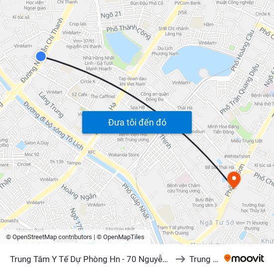 Trung Tâm Y Tế Dự Phòng Hn - 70 Nguyễn Chí Thanh to Trung Liệt map