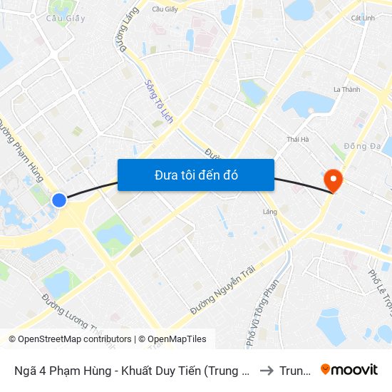 Ngã 4 Phạm Hùng - Khuất Duy Tiến (Trung Tâm Hội Nghị Quốc Gia) to Trung Liệt map