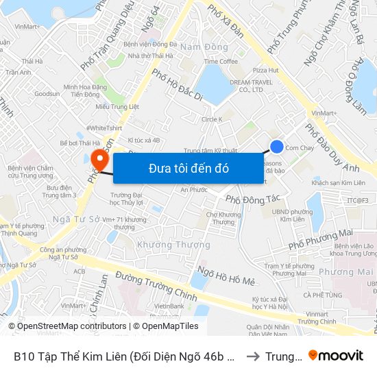 B10 Tập Thể Kim Liên (Đối Diện Ngõ 46b Phạm Ngọc Thạch) to Trung Liệt map