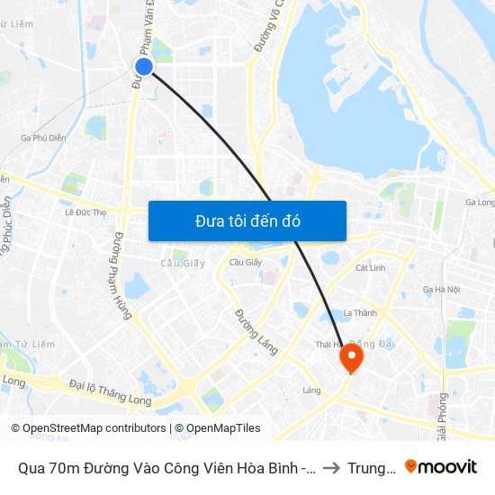 Qua 70m Đường Vào Công Viên Hòa Bình - Phạm Văn Đồng to Trung Liệt map