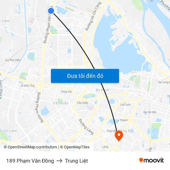 189 Phạm Văn Đồng to Trung Liệt map
