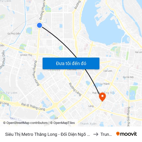 Siêu Thị Metro Thăng Long - Đối Diện Ngõ 599 Phạm Văn Đồng to Trung Liệt map