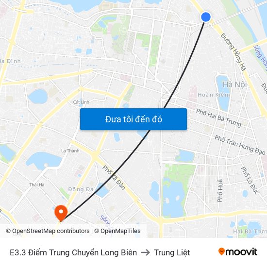 E3.3 Điểm Trung Chuyển Long Biên to Trung Liệt map