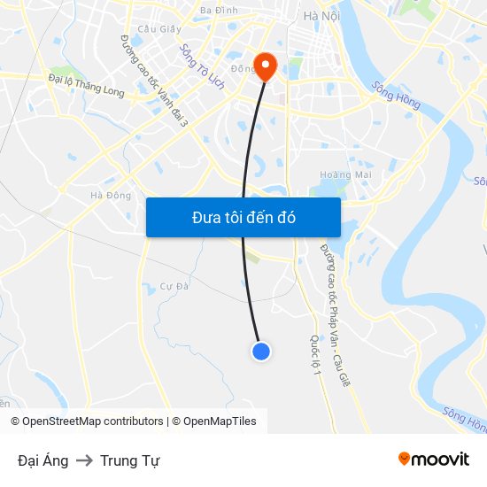 Đại Áng to Trung Tự map