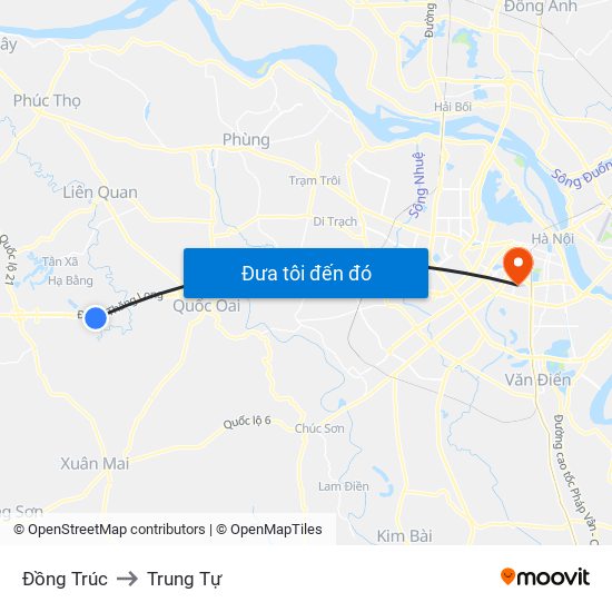 Đồng Trúc to Trung Tự map