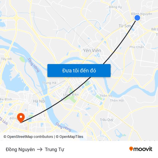 Đồng Nguyên to Trung Tự map