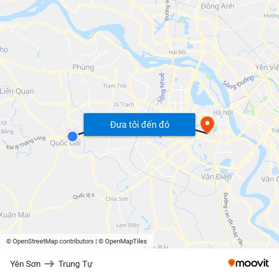 Yên Sơn to Trung Tự map