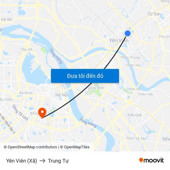 Yên Viên (Xã) to Trung Tự map