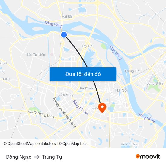 Đông Ngạc to Trung Tự map