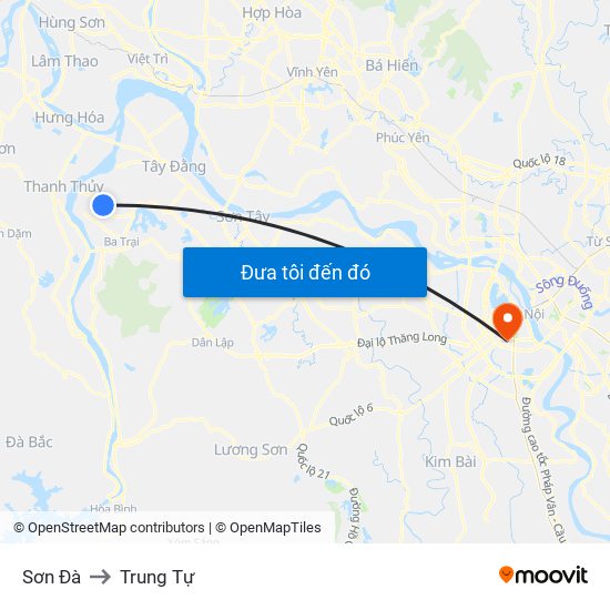 Sơn Đà to Trung Tự map