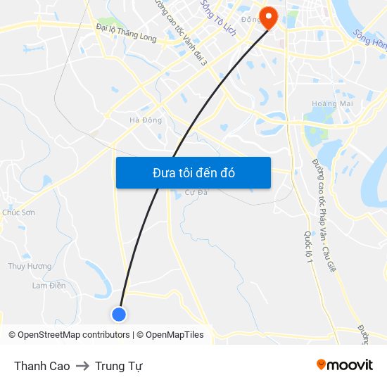 Thanh Cao to Trung Tự map