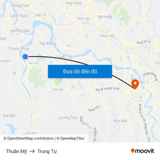 Thuần Mỹ to Trung Tự map