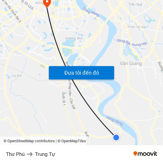 Thư Phú to Trung Tự map