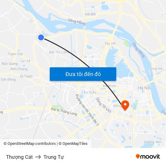 Thượng Cát to Trung Tự map