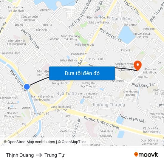 Thịnh Quang to Trung Tự map