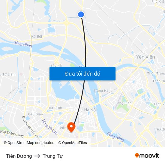 Tiên Dương to Trung Tự map