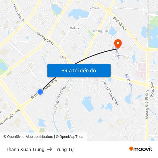 Thanh Xuân Trung to Trung Tự map