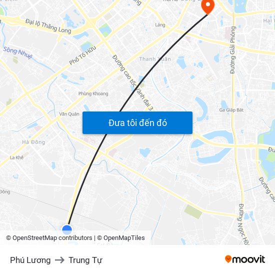 Phú Lương to Trung Tự map