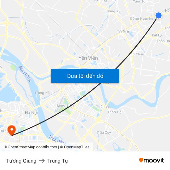 Tương Giang to Trung Tự map