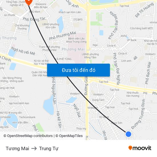 Tương Mai to Trung Tự map