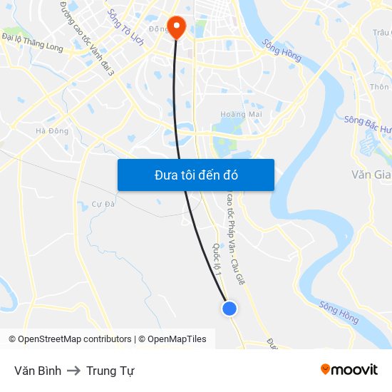 Văn Bình to Trung Tự map