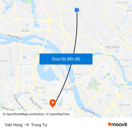 Việt Hùng to Trung Tự map
