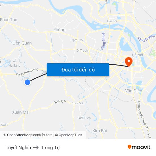 Tuyết Nghĩa to Trung Tự map