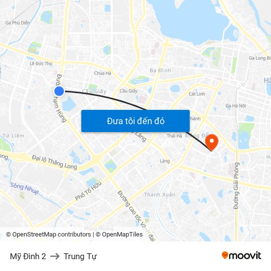 Mỹ Đình 2 to Trung Tự map