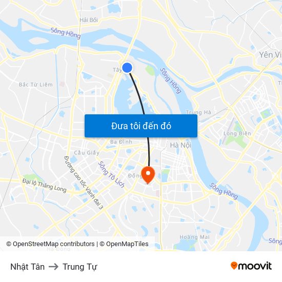 Nhật Tân to Trung Tự map