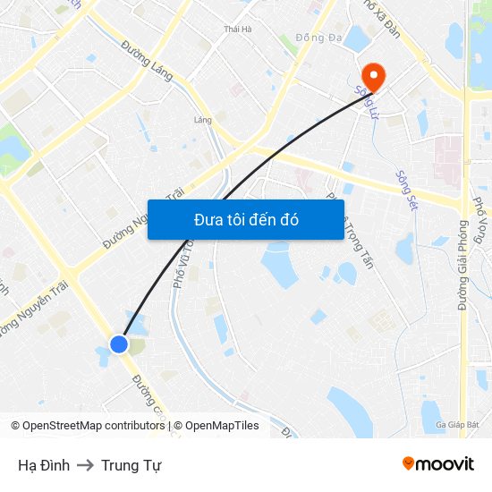 Hạ Đình to Trung Tự map