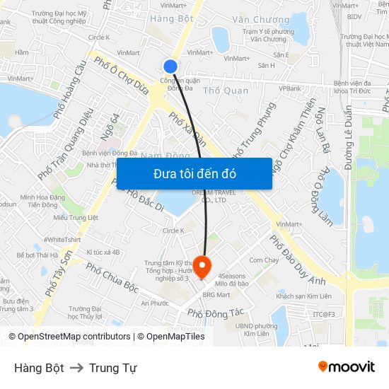 Hàng Bột to Trung Tự map