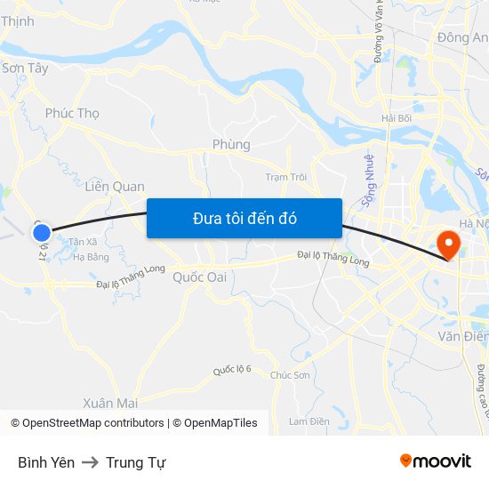 Bình Yên to Trung Tự map