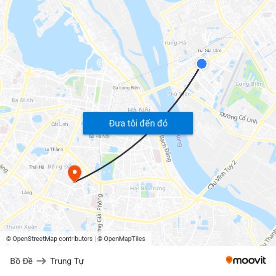 Bồ Đề to Trung Tự map