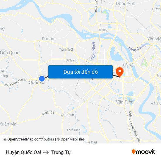 Huyện Quốc Oai to Trung Tự map