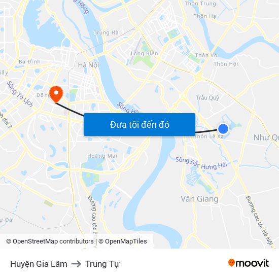 Huyện Gia Lâm to Trung Tự map