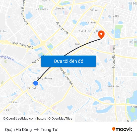 Quận Hà Đông to Trung Tự map